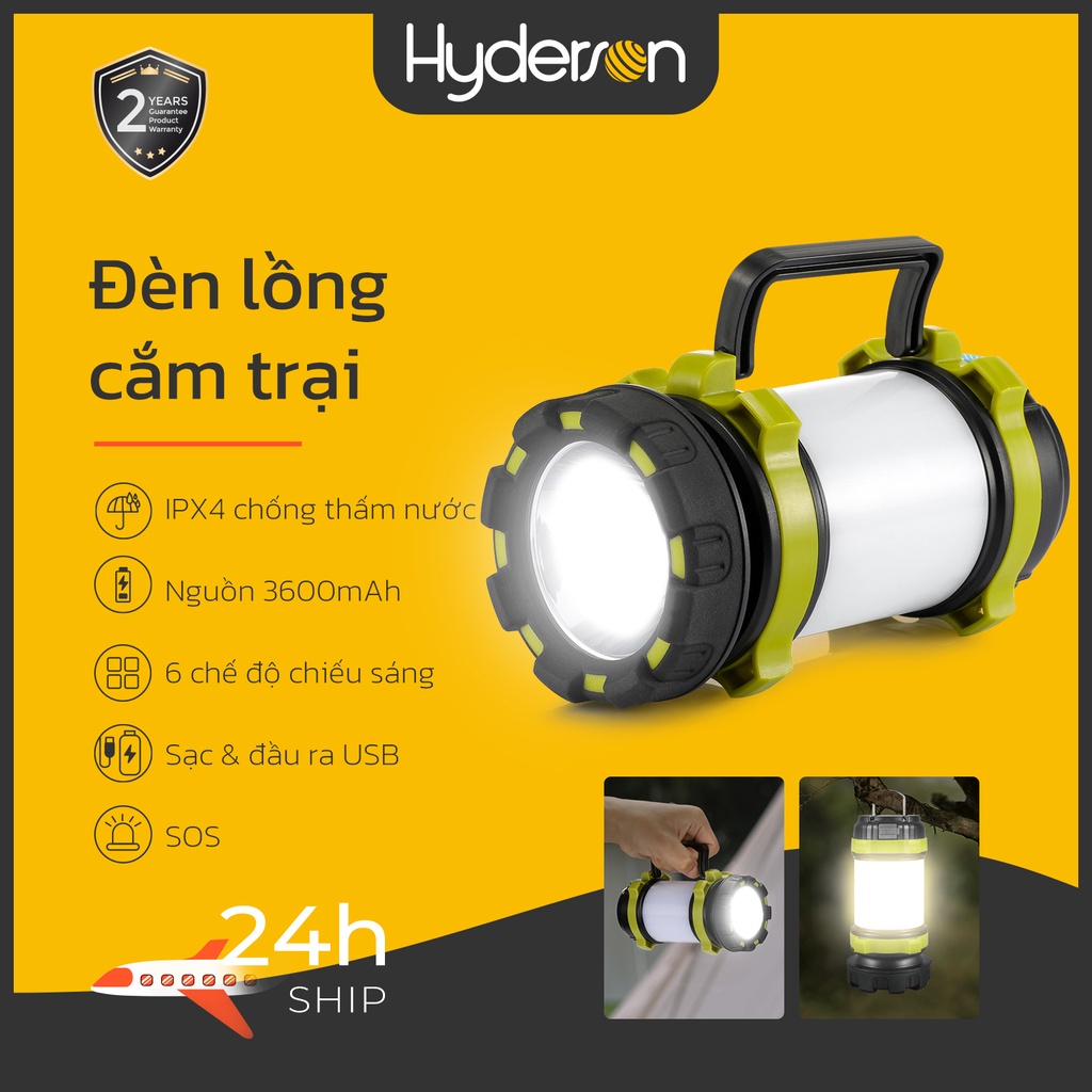 Đèn cắm trại ngoài trời có thể sạc lại Đèn pin LED không thấm nước với đèn bên, Đèn pin đa chức năng với 6 chế độ