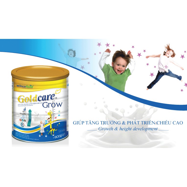 Sữa bột Wincofood Goldcare Grow lon 900g - Tăng trưởng chiều cao (Dành cho bé từ 1 tuổi)​​