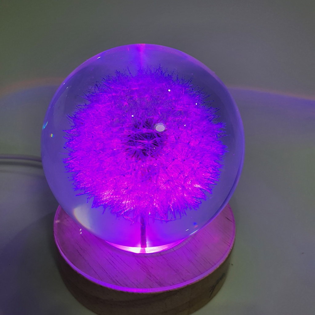 Quà lưu niệm để bàn trang trí quả cầu hoa bồ công anh đế led phát sáng nhiều màu có điều khiển từ xa