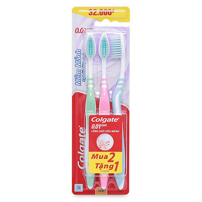 Bàn Chải Đánh Răng Colgate Mềm Mảnh Sạch Sâu HIệu Quả (Vỉ 2+1)