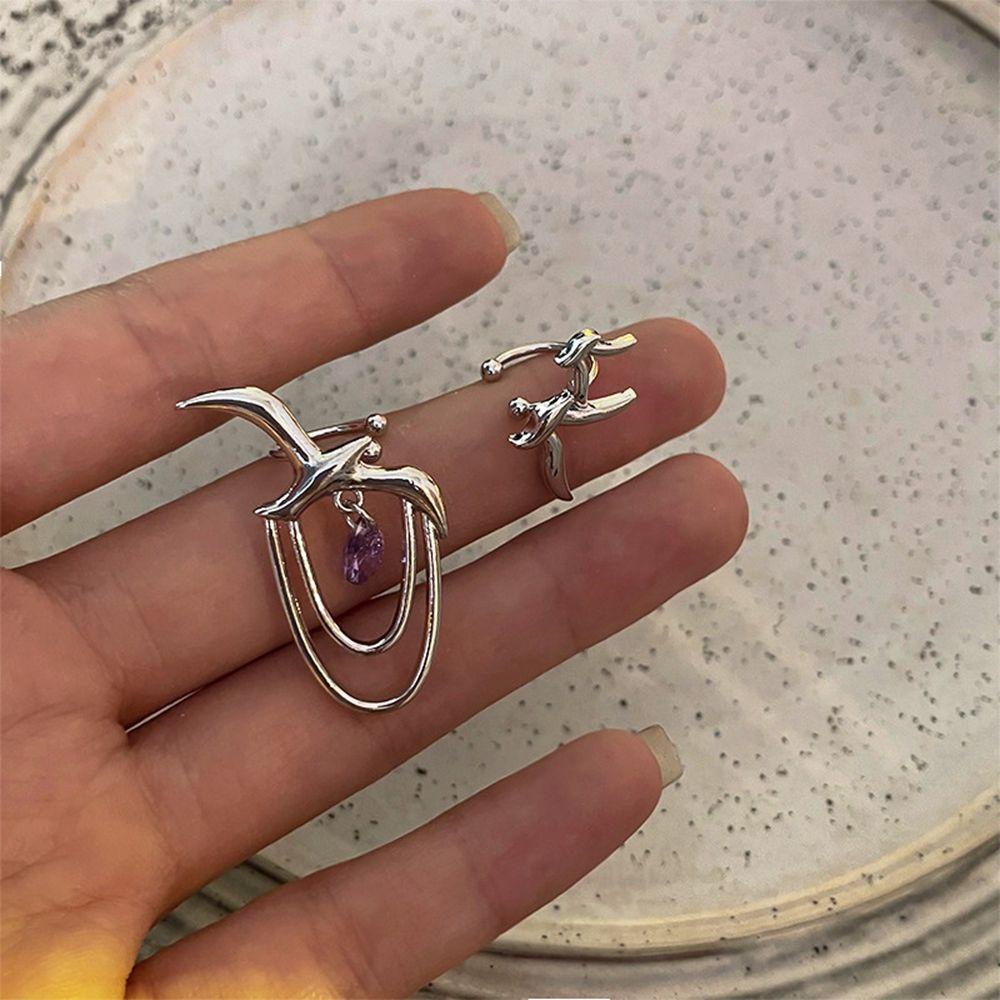 JARRED Bông Tai Kẹp Vành Bằng Hợp Kim Đính Đá Đơn Giản Phong Cách Hip Hop Hàn Quốc