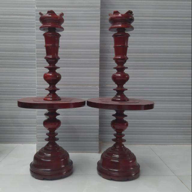 Cặp chân đèn thờ bằng gỗ