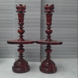 Cặp chân đèn thờ bằng gỗ
