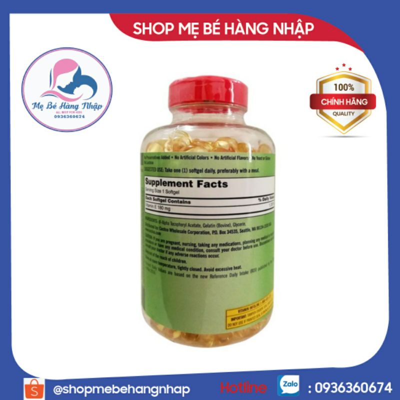 Viên uống Vitamin E 400 IU 500 Viên Kirkland Của Mỹ