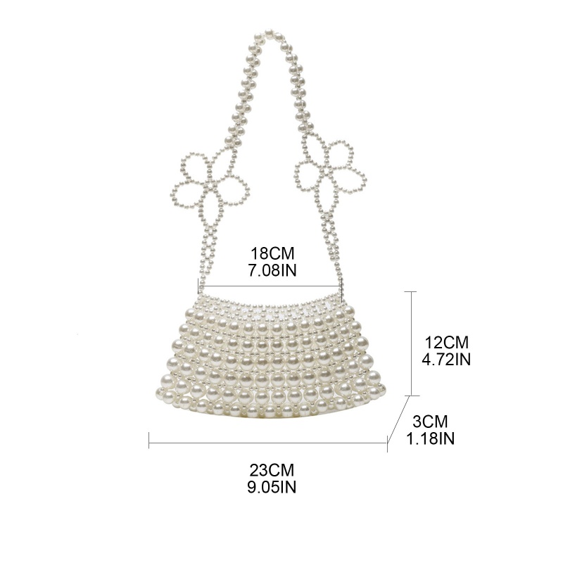 Túi Xách Đeo Vai Đính Hoa Ngọc Trai Nhân Tạo Thời Trang Sang Trọng