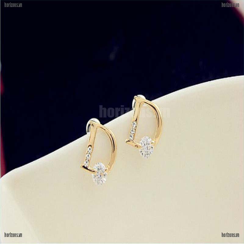 ZA Fashion Gold Ear Stud Earings Letter D Chic Vogue Stud Earrings Women Jewelry FA