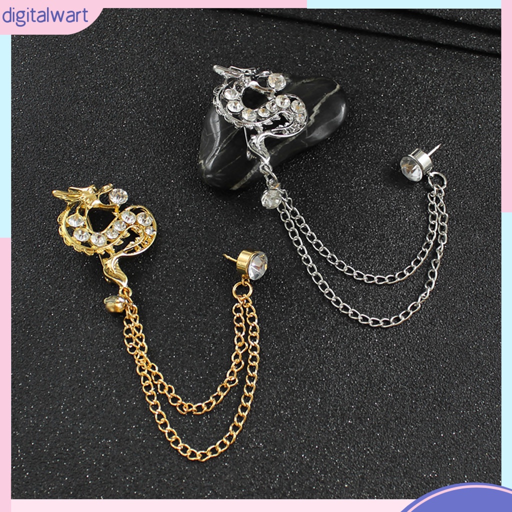 Huy hiệu cài áo hình rồng Trung Hoa đính đá thời trang