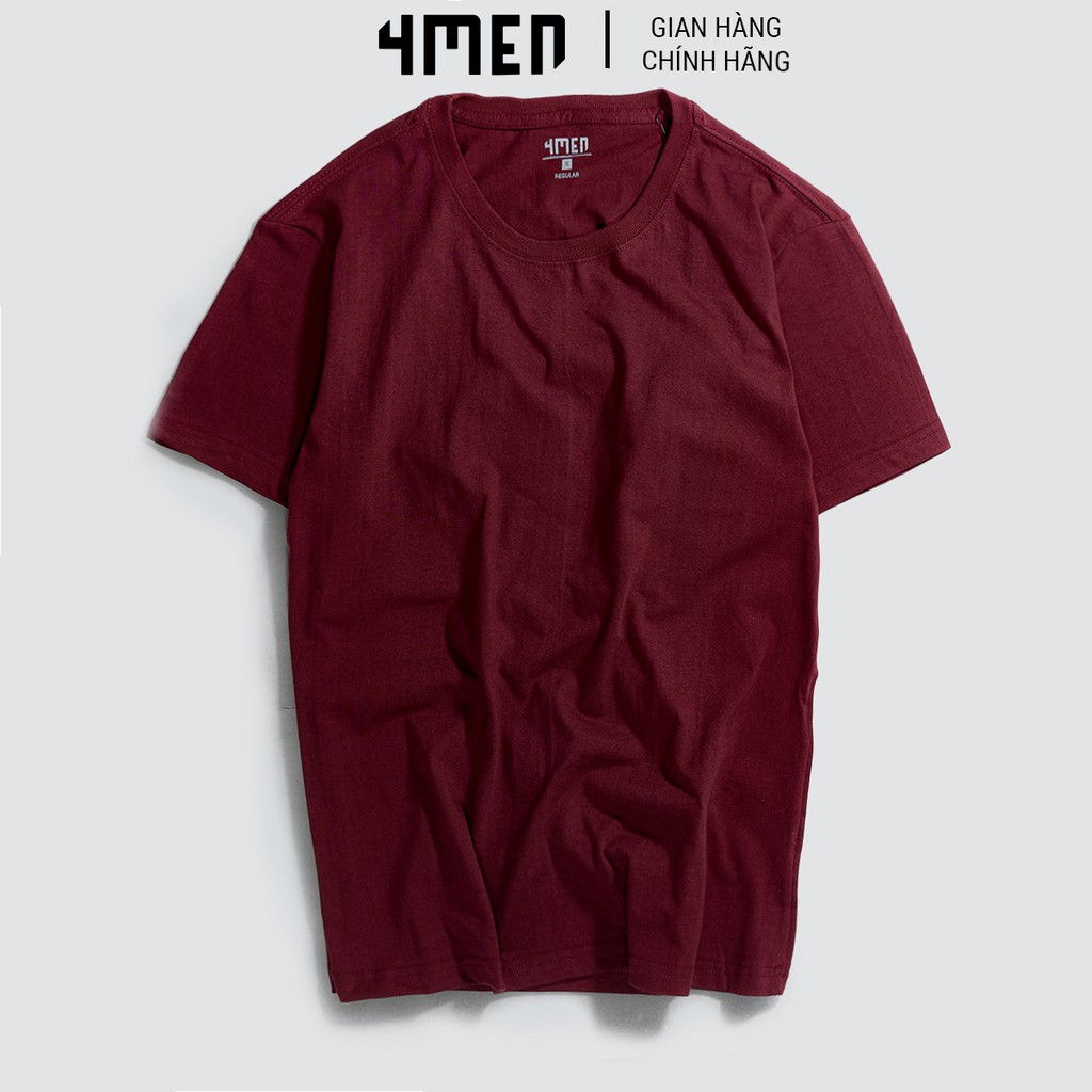 Áo thun nam cotton trơn 4MEN AT043 cổ tròn, ngắn tay, form basic, vải cotton dày dặn, thoáng mát, 4 màu hot trend | BigBuy360 - bigbuy360.vn