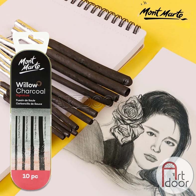 [ARTDOOR] Than cành MONT MARTE Willow Charcoal 10 cây (hộp thiếc)