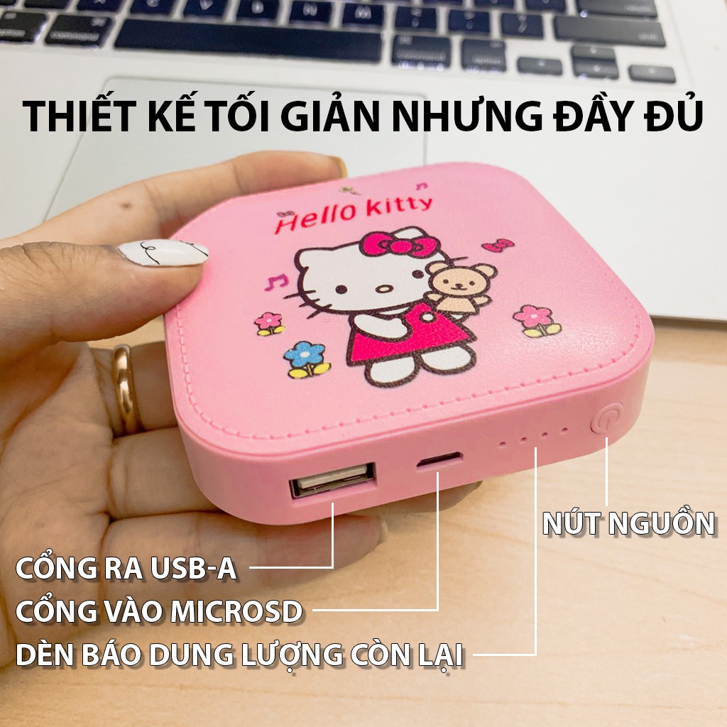 Sạc Pin Dự Phòng Cute - Doremon - Hello Kitty (Kèm Dây Đeo)
