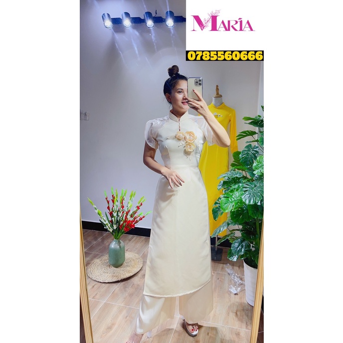 [𝐌𝐀𝐑𝐈𝐀] ÁO DÀI CÁCH TÂN ĐÍNH HOA CAO CẤP