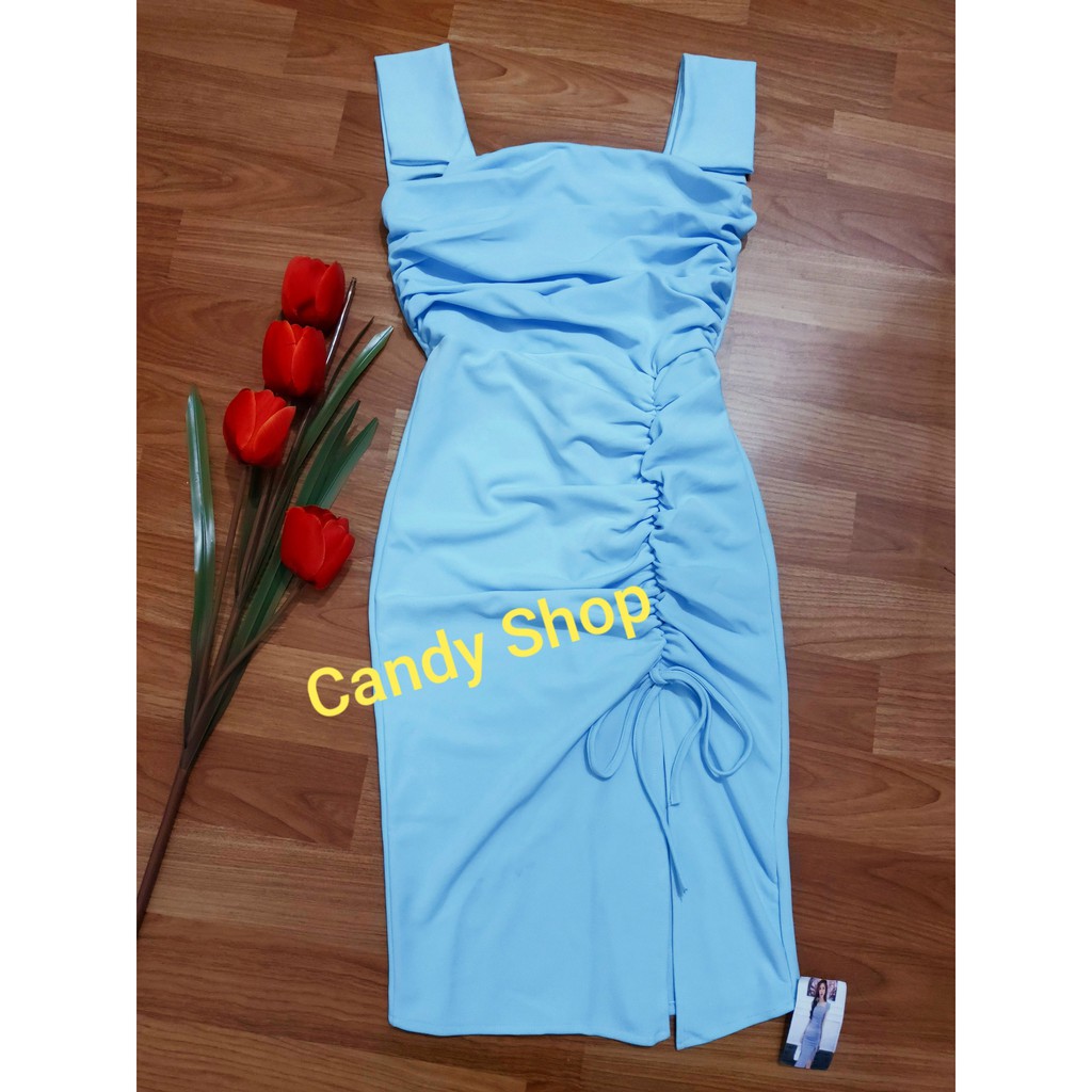 Đầm body nhún xẻ tà xếp ly tay cánh tiên siêu Hot | BigBuy360 - bigbuy360.vn