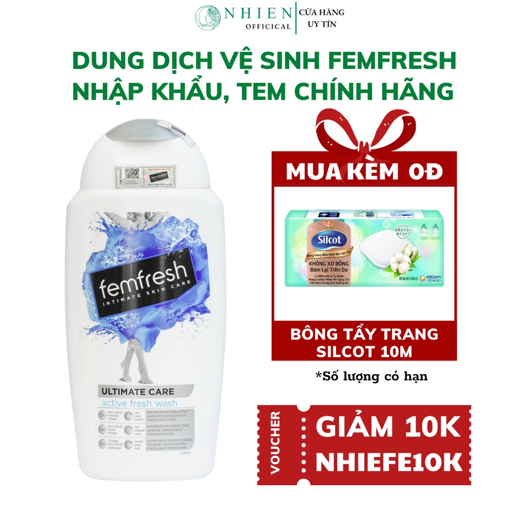 Dung dịch vệ sinh phụ nữ Femfresh màu xanh dương dành cho người vận động nhiều, bảo vệ vùng kín không bị nhiễm khuẩn