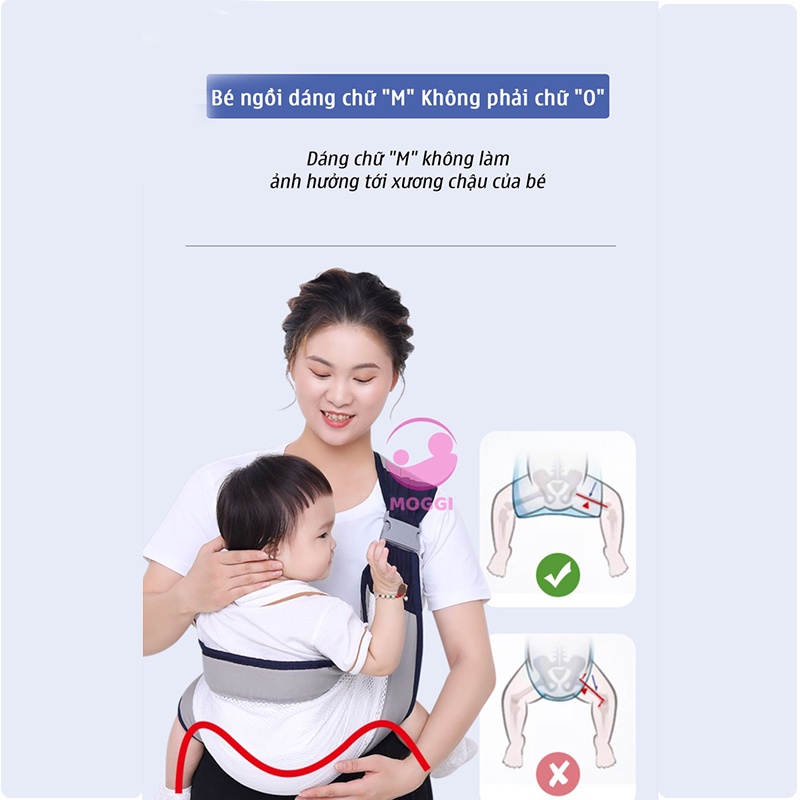 Địu em bé dạng lưới thoáng khí, gọn nhẹ, chắc chắn_C2