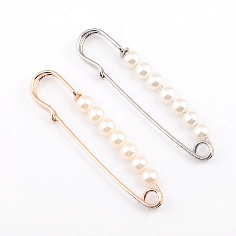 Ghim băng đính ngọc trai khóa gài màu vàng / bạc trang trí quần áo thời trang cho nữ