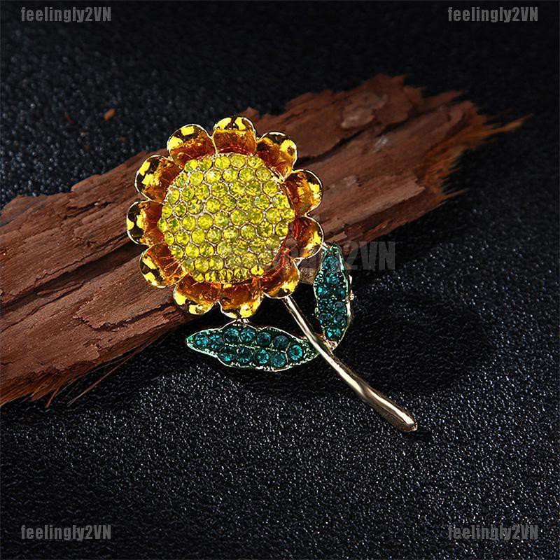 ❤Mặt Trời❤ Huy Hiệu Cài Áo Hình Hoa Hướng Dương Đính Đá Xinh Xắn
