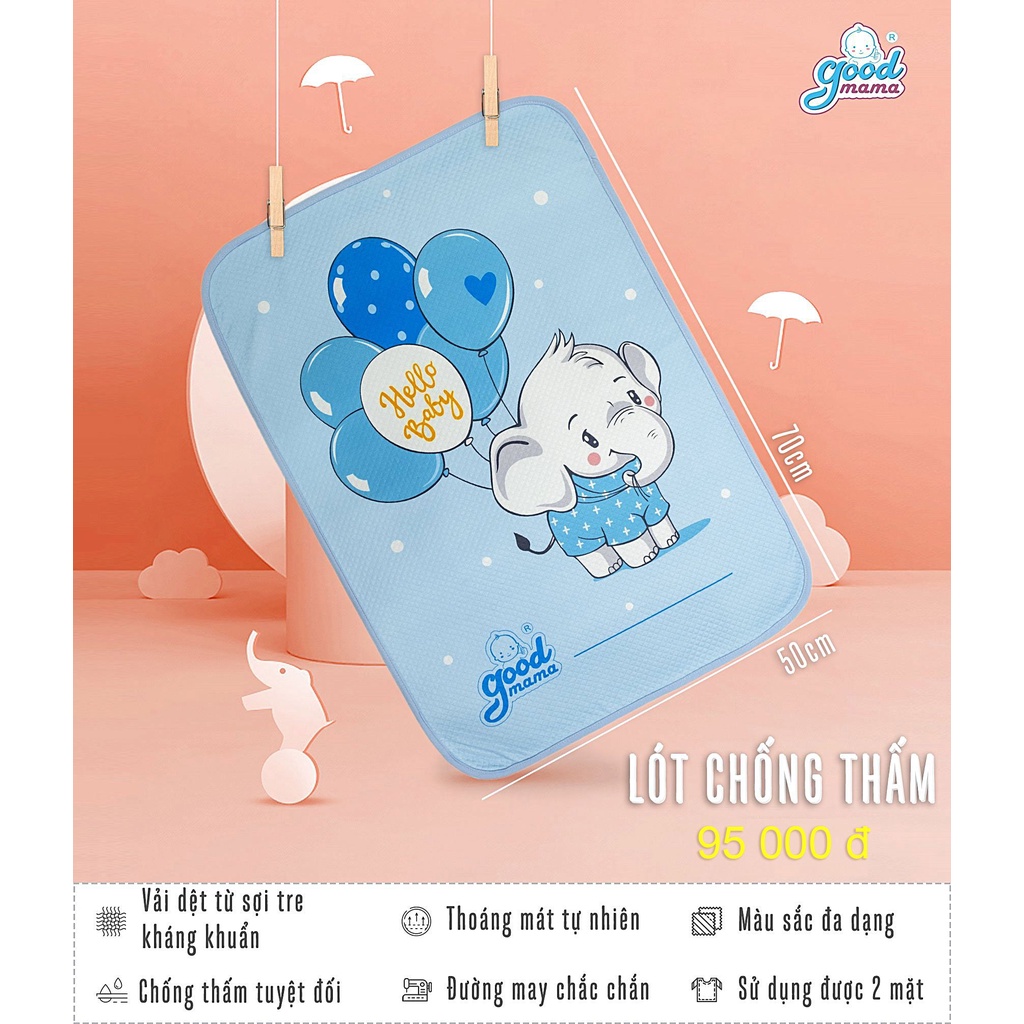 [Rẻ Vô Địch] Tấm lót chống thấm 50x70 trẻ em Good Mama