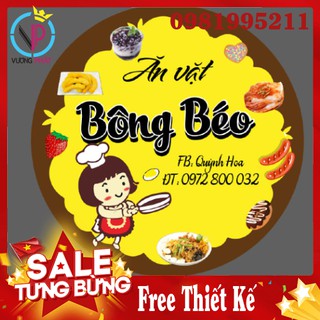 In tem ăn vặt thiết kế theo yêu cầu chất liệu đẹp mắt