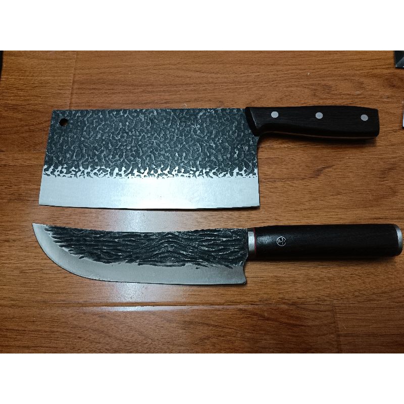 Cặp 2 dao bếp Nhật bản (1 chặt gà vịt Akatsuki, 1 thái thịt cá Tojiro), hàng bãi đẹp xịn xò