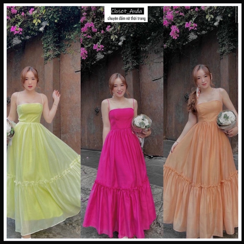 Đầm maxi đi biển 2 dây dáng xòe 🔥FREESHIP🔥 váy nữ dáng dài voan 2 lớp nhún bèo sexy dễ thương công chúa