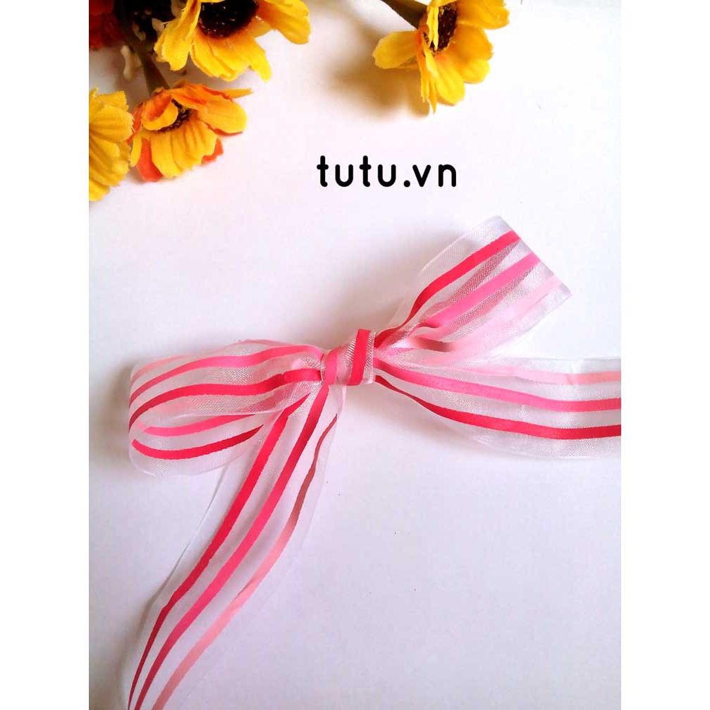 RUY BĂNG VOAN 25MM HỌA TIẾT KẺ SỌC HT25-039 RUY BĂNG DIY HANDMADE LÀM NƠ BỜM KẸP TÓC