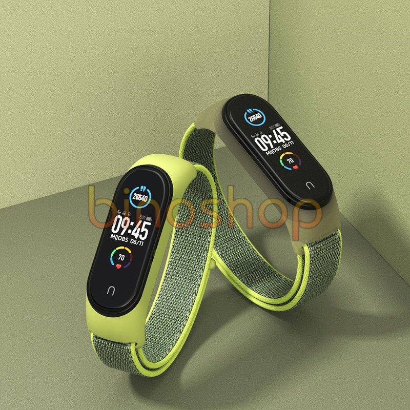 Dây đeo miband 5 nylon mặt silicon chính hãng MIJOBS, dây đeo thay thế mi band 5 nylon bản MIJOB