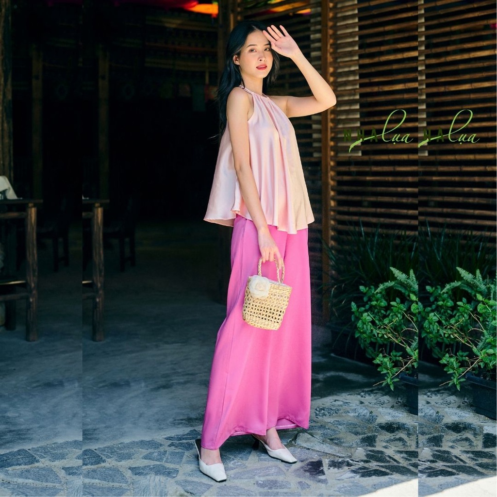 Mua Set yếm nữ lụa Latin quyến rũ đi biển màu hồng - Áo yếm kèm quần ...