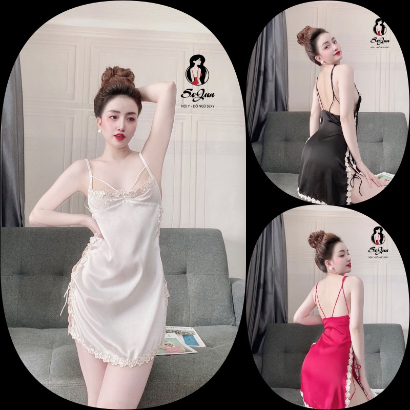 Váy Ngủ Sexy, Đồ Ngủ Sexy Nữ Bộ Dài 3 Tầng Chất Mango Freesize Dưới 65kg