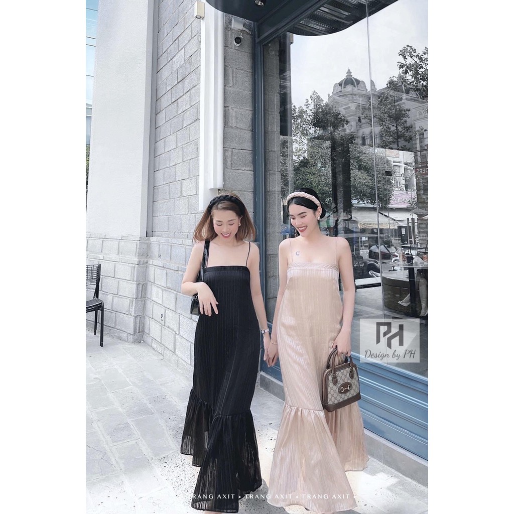 ĐẦM MAXI SUÔNG 2 DÂY FORM DÀI  HÀNG NHẬP  Ꮯɦấȶ Ꮮɨệʊ: thun dập ly+ lót. Có 2 màu. Phom dễ mặc nha mấy chế