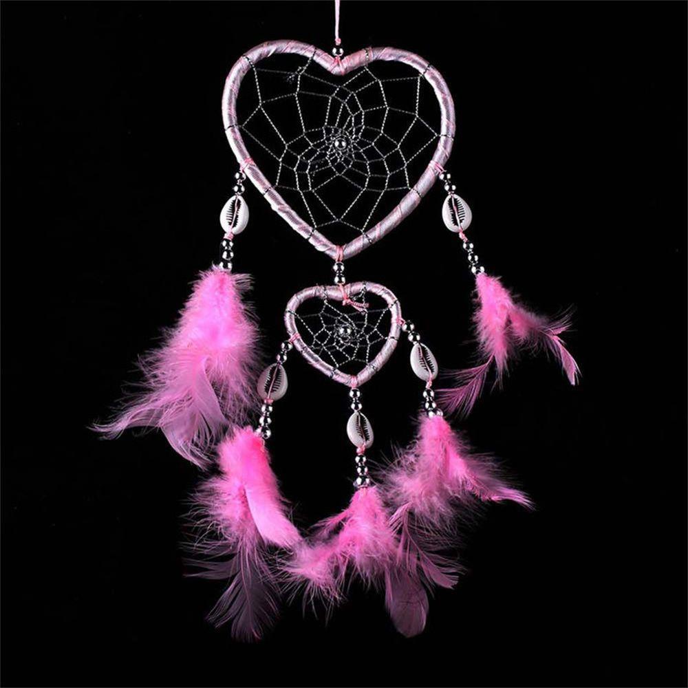 ZAIJIE Indian Ann Style Feather Home Decoration Wind Chimes Dream Catcher Love Heart Wall Ornaments Ins Car Interior/Multicolor