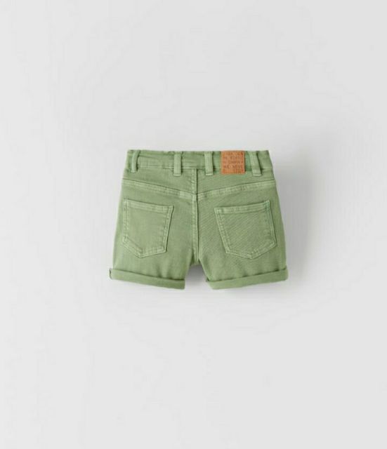 Quần sooc denim xanh lá mạ Zara Spain Auth 18-24m
