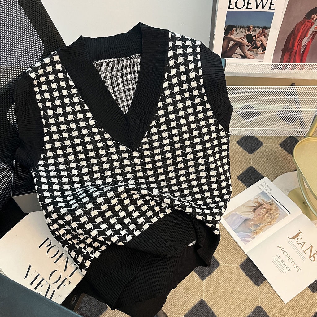 Áo Khoác Len Cardigan Cổ Chữ V Phong Cách Retro Phương Tây Mới