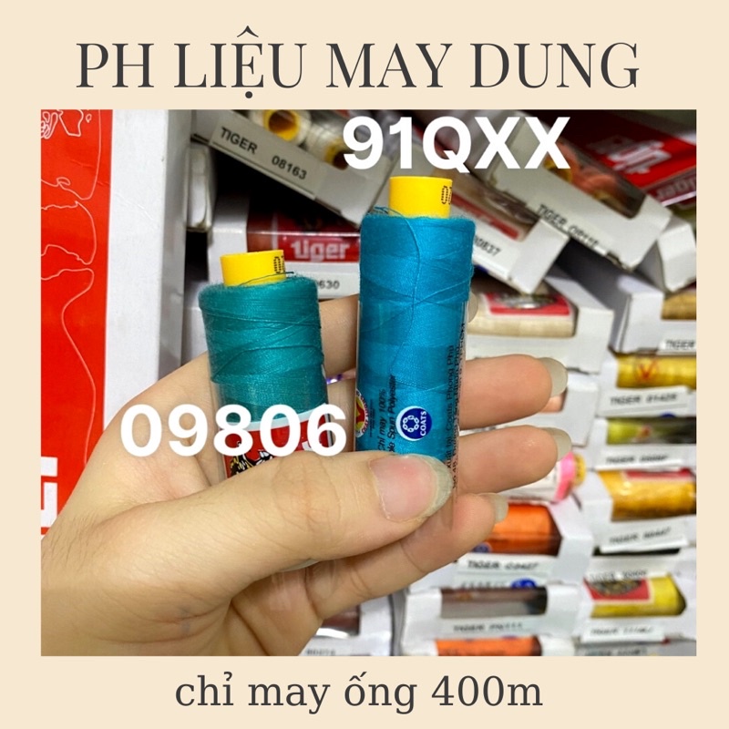 chỉ may tiger ống 400m tông xanh lợ giá 1 ống