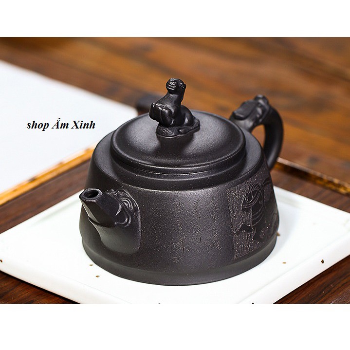 Ấm Tử Sa Nghi Hưng Thăng Phương 350 ml (Hắc Kim Sa)