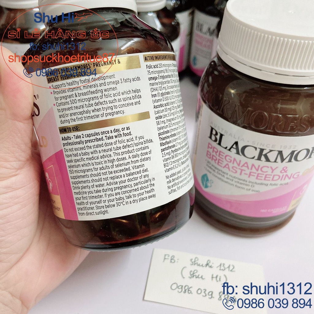 Vitamin tổng hợp blackmores cho bà bầu, cho con bú úc, 120 viên, 180 viên, blackmores pregnancy and breast feeding gold