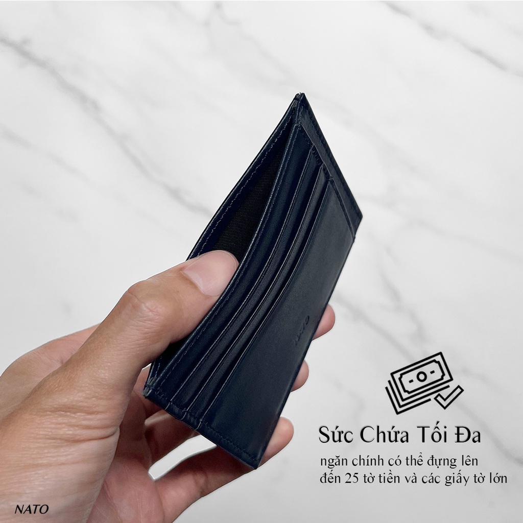 Ví Da MINI Nam Nữ Da Bò Thật Cao Cấp Sang Trọng Đựng Thẻ Nhỏ Gọn Bền Đẹp Màu Đen Nâu Xanh Navy Xịn Cardholder NATO