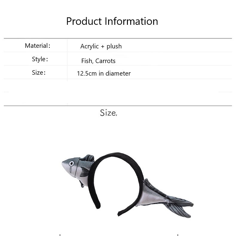 Băng đô cài tóc hình cá mập/cà rốt đáng yêu cho nữ