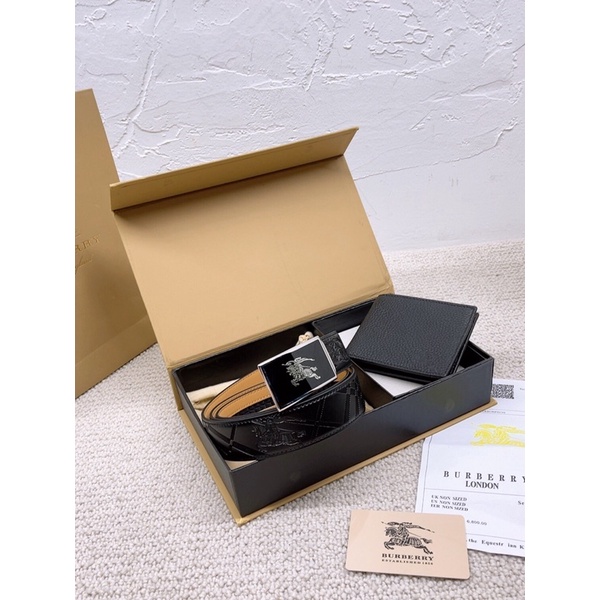 Hộp quà thắt lưng + ví nam Burberry- da bê cao cấp chuẩn Au nhập khẩu new fullbox