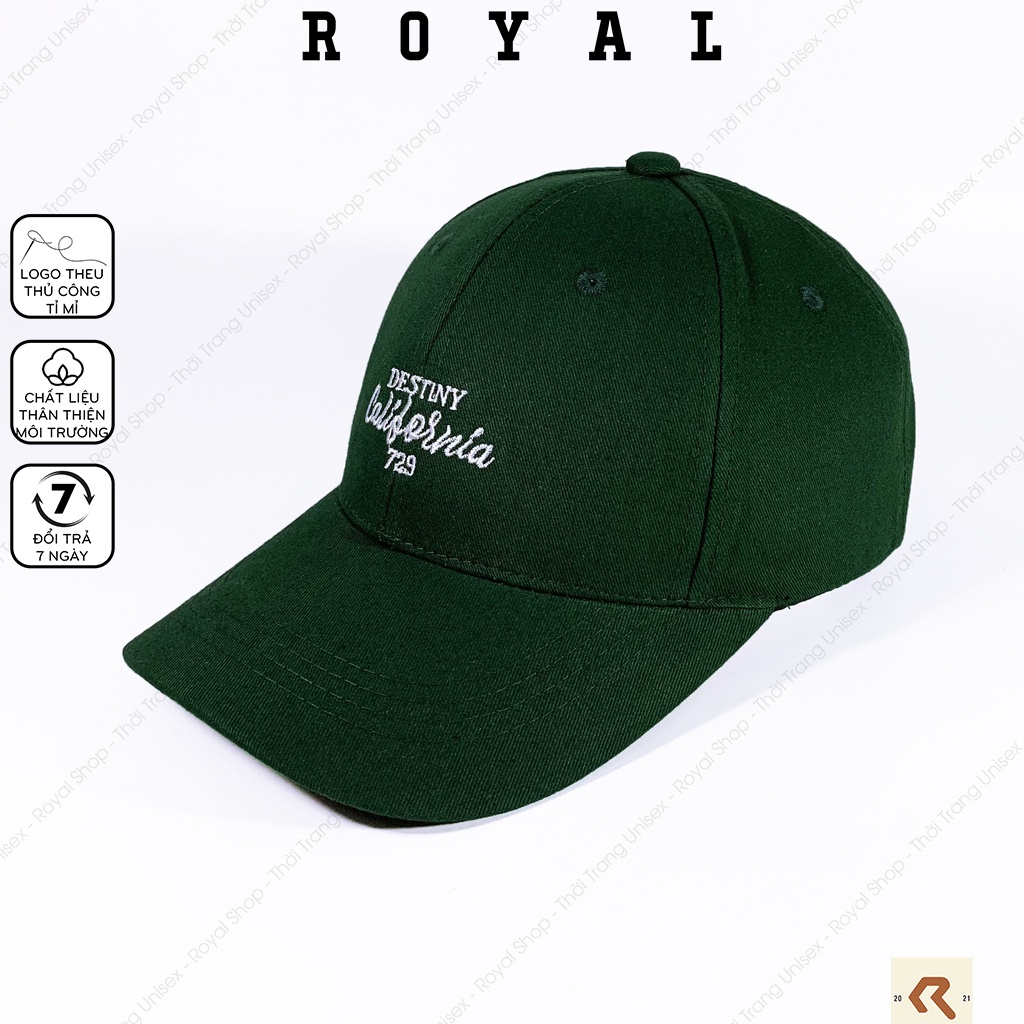 Mũ lưỡi trai nam nữ xanh lá nón kết destiny california 729 vải kaki - Royal Shop