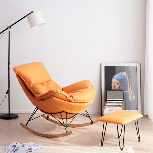 (THANH LÝ) Ghế thư giãn bập bênh kèm đôn - Ghế sofa ban công dựa lưng êm ái - FREESHIP TOÀN QUỐC