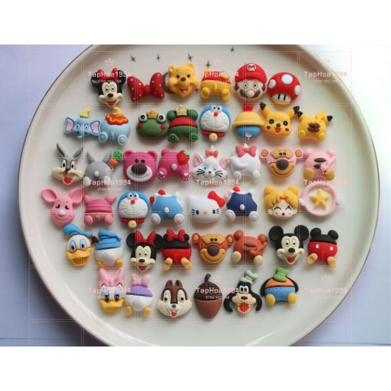 (Cartoon - cặp 2 cái) - STICKER PHỤ KIỆN DIY 3D DÁN ỐP ĐIỆN THỌAI BÌNH NƯỚC KẸP TÓC