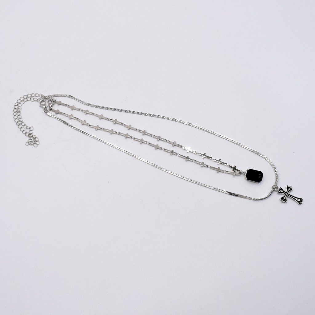 Vòng Cổ Hai Lớp Mặt Thánh Giá Phong Cách hip hop Đường Phố Cá Tính