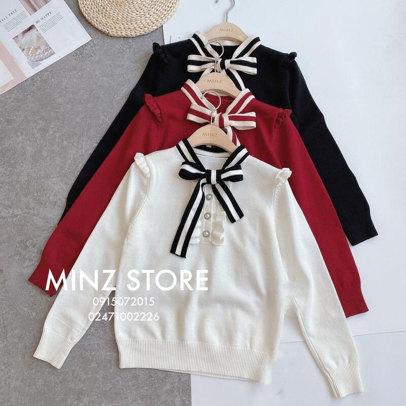 Áo len vai bèo nơ viền #613 (3 màu) | BigBuy360 - bigbuy360.vn