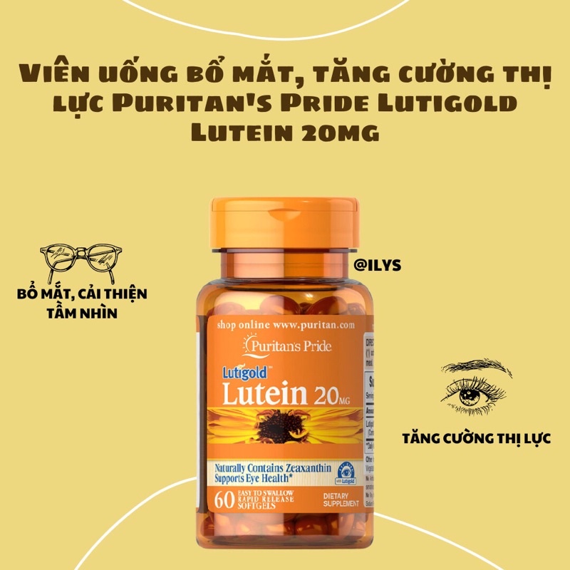 VIÊN UỐNG BỔ MẮT PURITAIN'S PRIDE LUTIGOLD LUTEIN  20MG date 2024