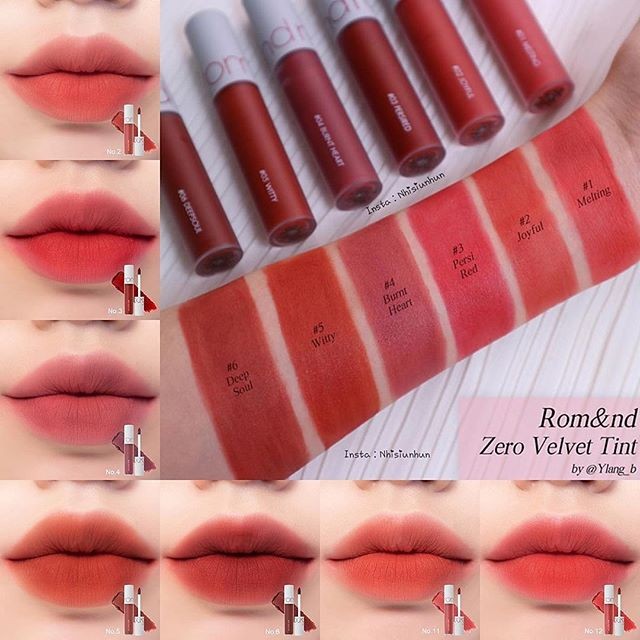 Son Kem Romand  Lì Tint Zero Velvet Tint 01 đến 17