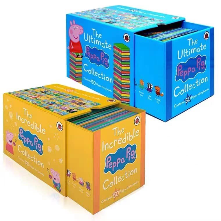 Peppa Pig hộp xanh, vàng 50 cuốn có file nghe