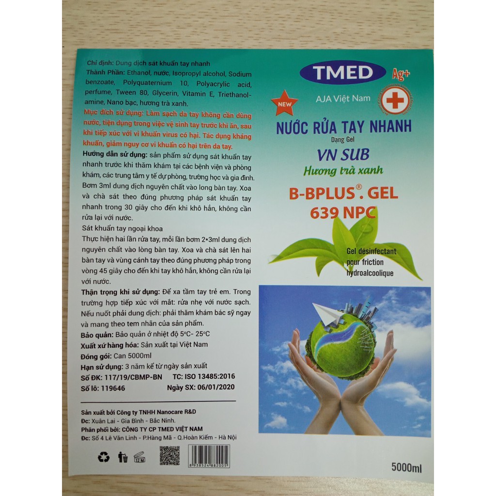 DUNG DỊCH SÁT KHUẨN TAY NHANH TMED TINH CHẤT TRÀ XANH | BigBuy360 - bigbuy360.vn