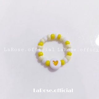 Nhẫn hạt cườm mix charm tim