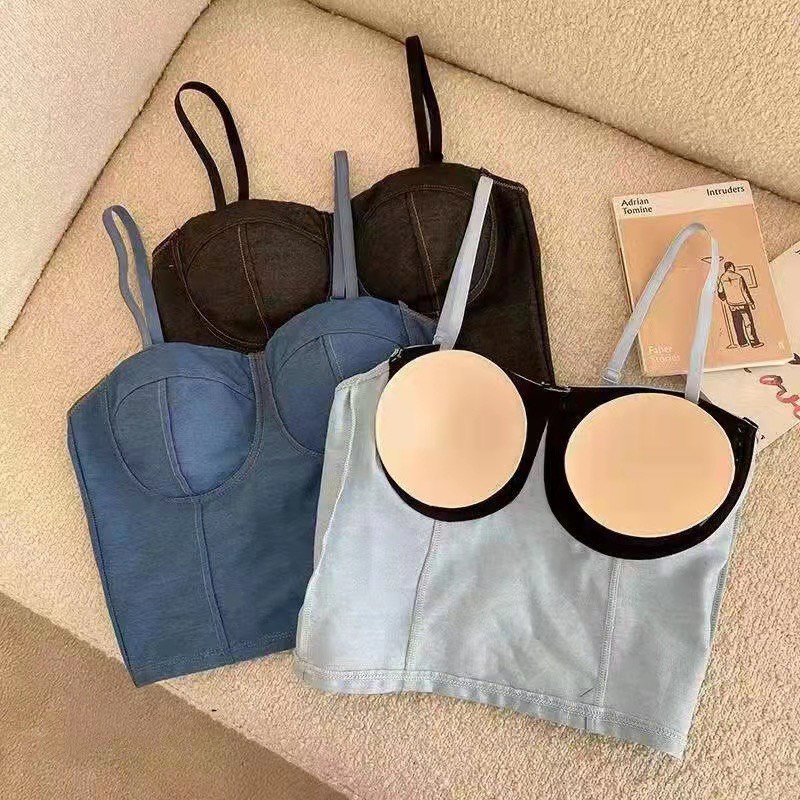 Áo 2 dây Hàn Quốc cup ngực có đệm croptop lưng chun co giãn tốt