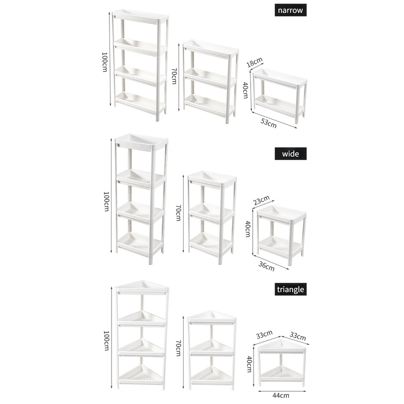 Kệ Nhựa 2 / 3 / 4 Tầng Có Bánh Xe Đẩy Sắp Xếp Gọn Gàng Sắp Xếp Gọn Gàng Cho Nhà Bếp Nhà Tắm